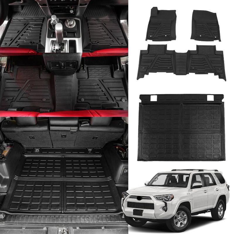 Photo 1 of Floor Mats Compatible with Toyota 4Runner 5 Seat 2013-2024 Trunk Mat Cargo Liner 2023 Toyota 4 Runner Accessories (Trunk Mat+Floor Mats,Fit W/O Sliding Tray)