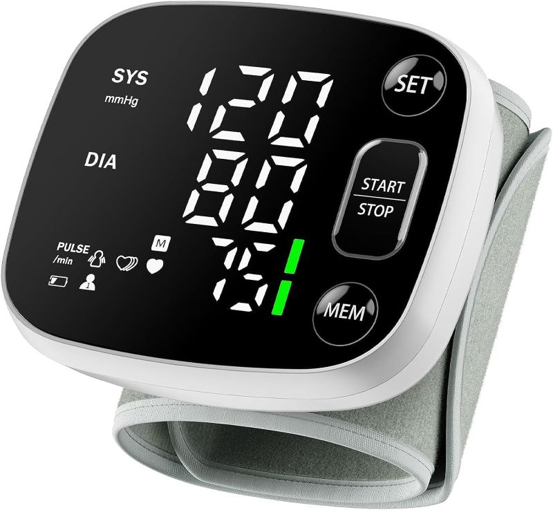 Photo 1 of Oklar Blood Pressure Monitors for Home Use Rechargeable Wrist Digital BP Machine Cuff with LED Backlit Display, Voice Broadcast, 240 Memory Storage for 2 Users with Carrying Case