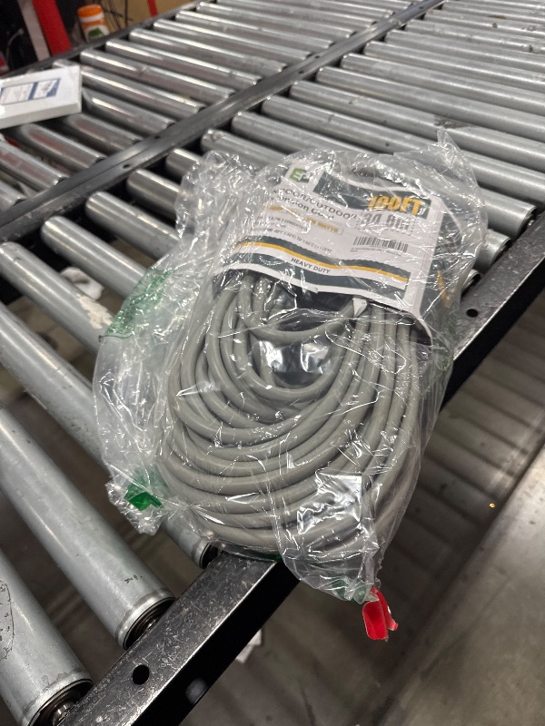 Photo 1 of EP 100 Ft Outdoor Extension Cord, 12/3 SJTW Heavy Duty Extension Cable with 3 Prong Grounded Plug, 15 AMP Power Cord for Lawn, Garden, Appliances, Gray