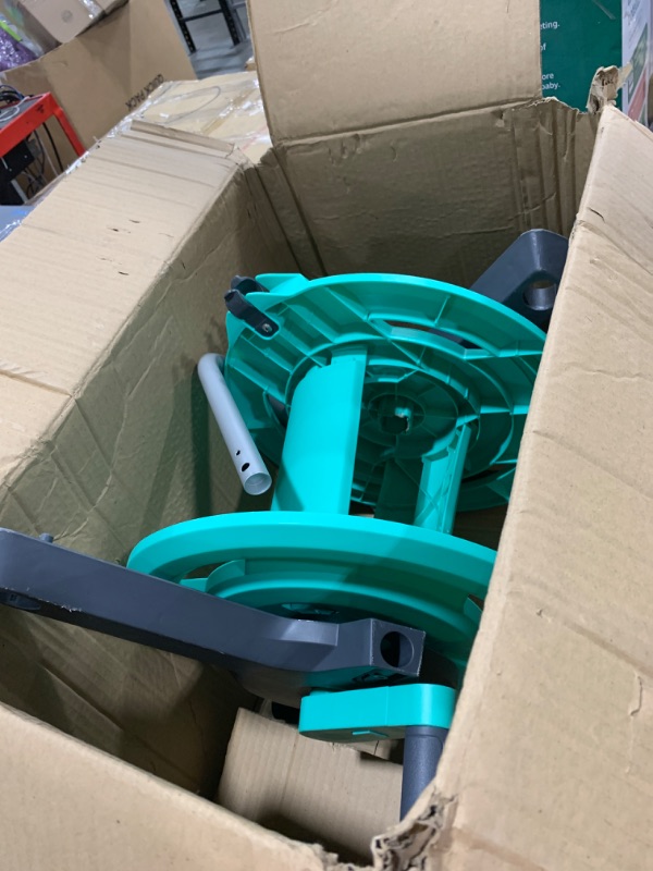 Photo 1 of HVNPSH Portable Garden Hose Reel Cart, Hold Up to 50-75 Ft Hose, Wall Mounted Water Hose Reel, Mobile Garden Hose Holder Tools With Built-In Guide, for Outside Car Washing, Watering