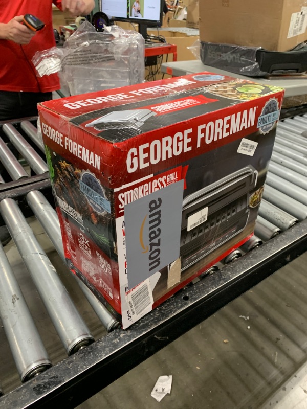 Photo 1 of George Foreman Family Size (4-6 Servings), GRD6090B Smokeless-Digital Smart Select, Stainless Steel