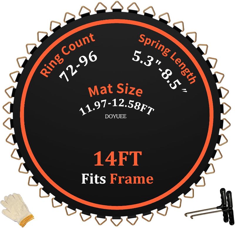 Photo 1 of Trampoline Mat Replacement?Fits 14ft Frame, with72/80/84/88/96 Rings for Choose,Fits 5.3"-8.5" Springs, Trampoline Mat Diameter 11.97ft-12.56ft?Spring and Frame not Included