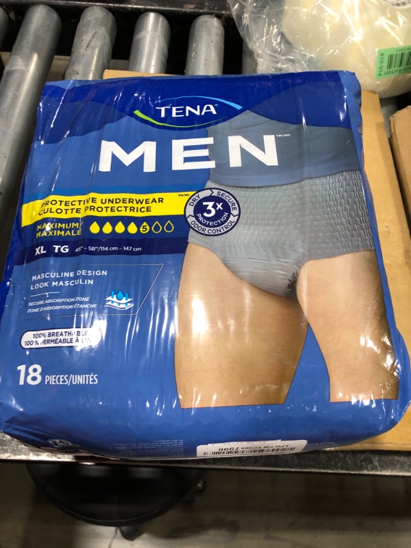 Photo 1 of TENA Adult Protective Underwear for Men, Maximum Absorbency, Extra Large, Grey, Disposable, 72 Count (New Sizing)
