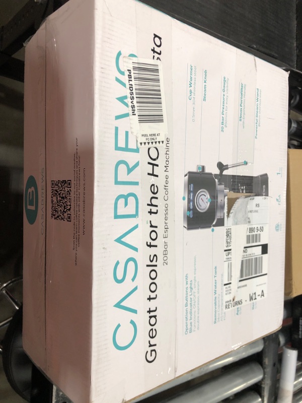 Photo 1 of CASABREWS CM5418 Espresso Machine 20 Bar, Stainless Steel Espresso Maker with Milk Frother Steam Wand, Compact Cappuccino Machine for Home, Espresso Coffee Machine with Removable Water Tank, Black
