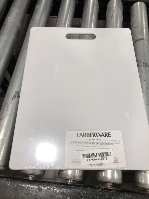 Photo 1 of Farberware Large Cutting Board, Dishwasher- Safe Plastic Chopping Board for Kitchen with Easy Grip Handle, 11-inch by 14-inch, White