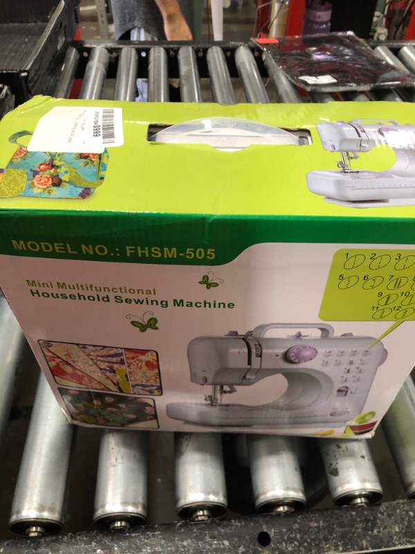Photo 1 of Sewing Machine for Beginners,Portable Sewing Machine with 12 Built-in Stitches,2 Speed(High-Low Speeds),2 Power Supply Method,20 Pcs Fabric and 32 Pcs Sewing Threads Kit,- (White and Purple)