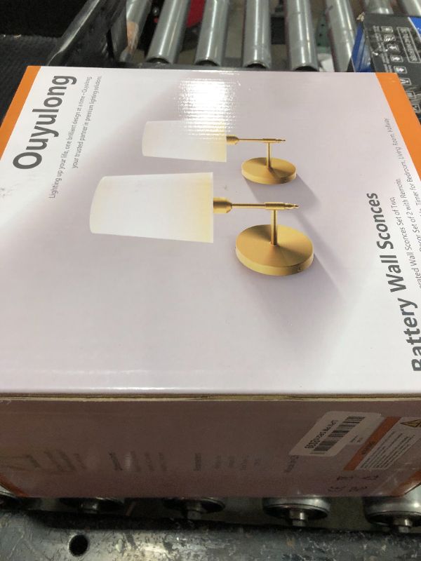 Photo 1 of Ouyulong Battery Operated Wall Sconces Set of 2, Wireless Rechargeable Dimmable Wall Light with 5600mAh RGB Bulb and Remote for Bedroom, Living Room, Hallway (Gold)