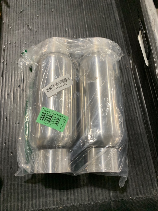 Photo 1 of 3" Inlet 3" Outlet Exhaust Muffler, Pair of 3 Inch Resonator Universal Stainless Steel Exhaust Muffler Resonator for Cars, 12" Overall Length