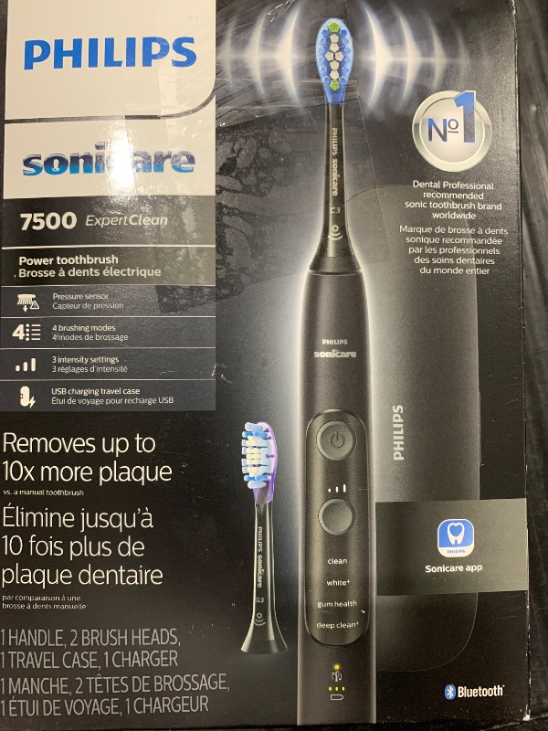 Photo 1 of Philips Sonicare ExpertClean 7500 Black, Rechargeable Electric Power Toothbrush, HX9690/05