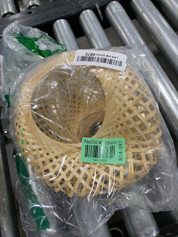 Photo 1 of UPKOCH Bamboo Woven Lantern Pendant Light Shade, Rustic Rattan Hanging Light Fixture for Home Decor, Farmhous Style Ceiling Lampshade (Top 4CM, Bottom 10CM, Max Width 19.5CM, Height 15.5CM)