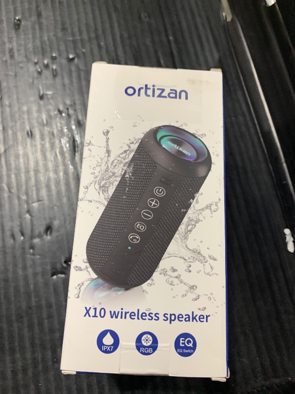 Photo 1 of Ortizan Portable Bluetooth Speaker: IPX7 Waterproof, 24W Loud Sound, Deep Bass, Bluetooth 5.3, LED Lights, Wireless Stereo Pairing, 30H Playtime, for Home/Outdoor/Party/Beach, Birthday Gift (Black)