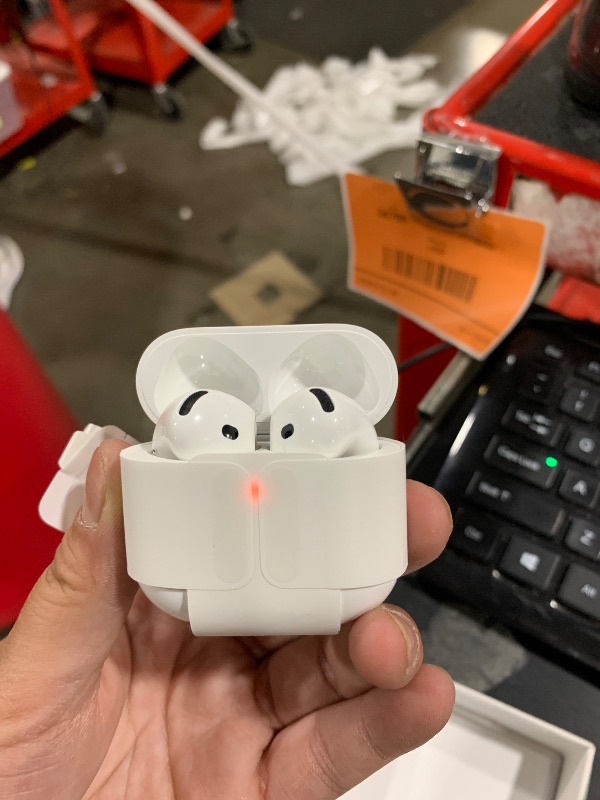 Photo 1 of Apple AirPods 4 Wireless Earbuds, Bluetooth Headphones, Personalized Spatial Audio, Sweat and Water Resistant, USB-C Charging Case, H2 Chip, Up to 30 Hours of Battery Life, Effortless Setup for iPhone