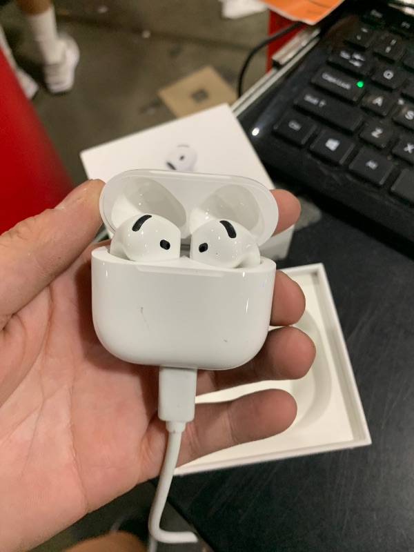 Photo 1 of Apple AirPods 4 Wireless Earbuds, Bluetooth Headphones, with Active Noise Cancellation, Adaptive Audio, Transparency Mode, Personalized Spatial Audio, USB-C Charging Case, Wireless Charging, H2 Chip