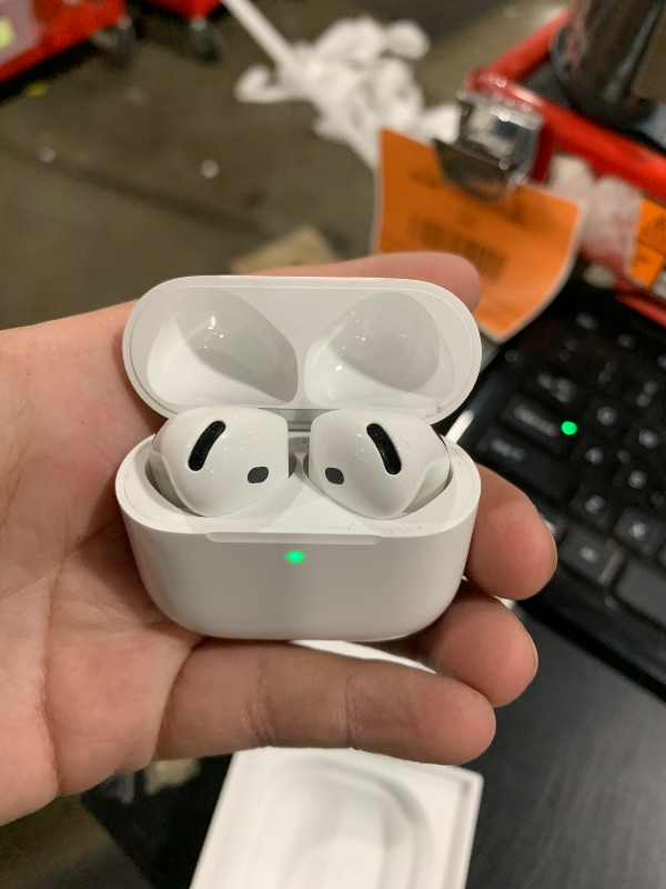 Photo 1 of Apple AirPods 4 Wireless Earbuds, Bluetooth Headphones, with Active Noise Cancellation, Adaptive Audio, Transparency Mode, Personalized Spatial Audio, USB-C Charging Case, Wireless Charging, H2 Chip