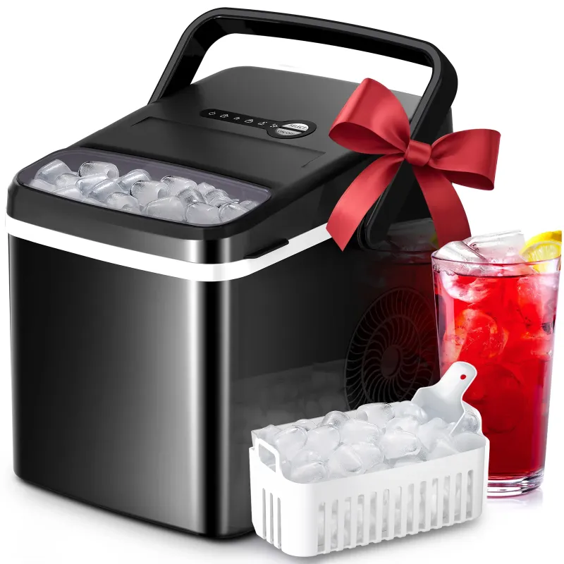 Photo 1 of Ice Maker Countertop,Ice in 6 Mins, 24 lbs/Day, Portable & Compact Gift with Self-Cleaning,for Apartment/Under Cabinet/Kitchen/Office/Camping/RV/Home Bar(Black Gray)
