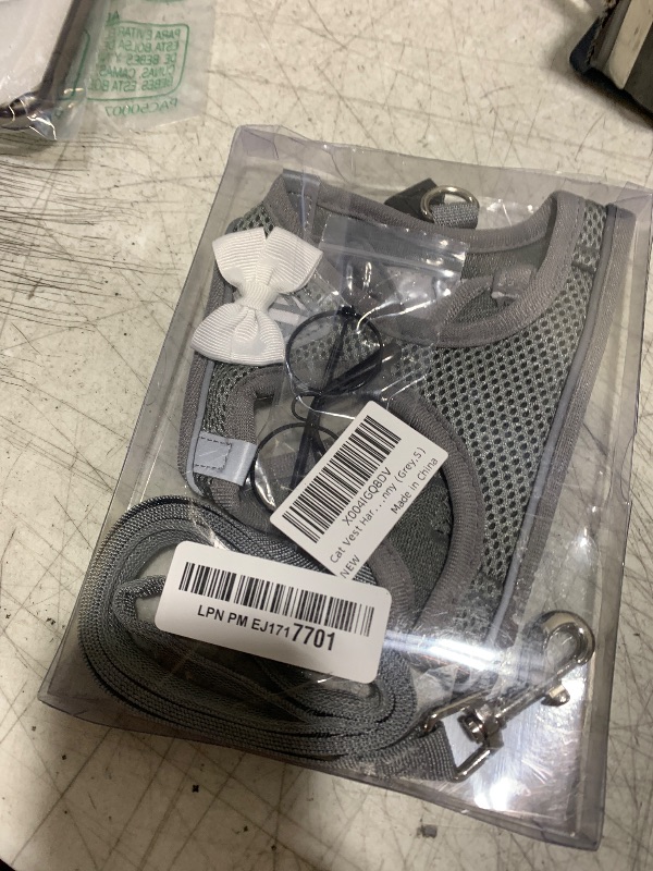 Photo 1 of Cat Vest Harness and Leash Set for Walking Escape Proof, Adjustable Kitten Harness Breathable Mesh with Reflective Strips Harness for Kitty Puppy Bunny (Grey,S)