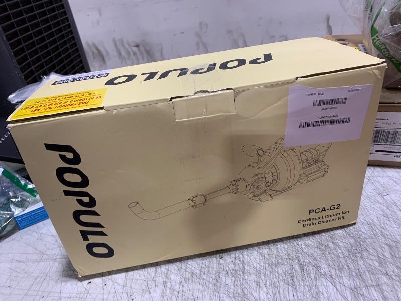 Photo 1 of POPULO 20V Cordless Electric Drain Snake, 25Ft Replaceable Cable with 2.0Ah Battery, Extension Tube & Charger, Snake Drain Clog Remover Tool for Toilet, Floor Drain, Sink and Shower 3/4"-2" Pipe