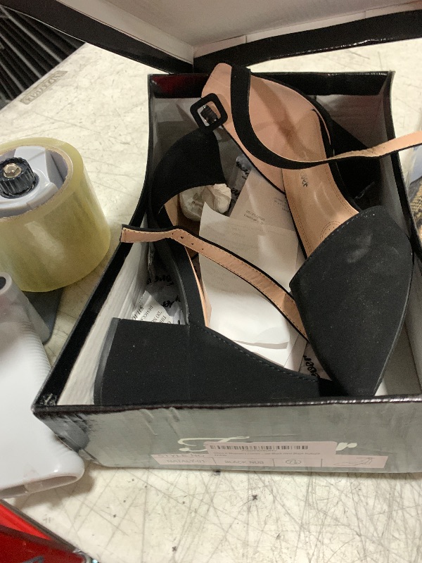 Photo 1 of Olivia K Women's Classic Pumps Close Toe Ankle Strap Kitten Heel - Adorable Low Block Heel Black Nubuck 7.5