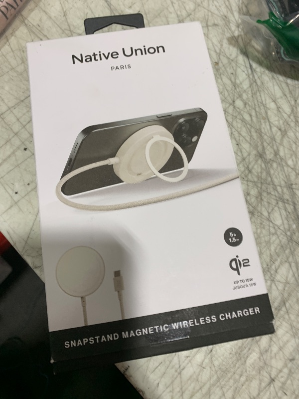 Photo 1 of Native Union SnapStand Magnetic Wireless Charger – Qi2 Certified & MagSafe Compatible – Charging Pad & Stand for iPhone 16/15/14/13 & Other Qi-Compatible Devices – Up to 15W Fast-Charging (Sandstone)