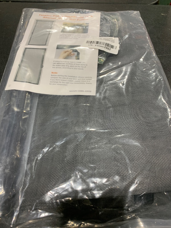 Photo 1 of MAGZO Hanging Screen Door, Fits Door Size 36" x 98" (Curtain Size 38'' x 99''), Upgraded Fiberglass Mesh Net with Tension Rod&Hook&Loop (One Piece Can be Installed in 2 Ways), Weighted Bottom, Grey