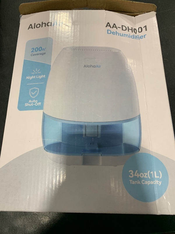 Photo 1 of AlohaAir Dehumidifiers for Home, 34 oz Small Dehumidifier for Room, Quiet Dehumidifiers for Bathroom, Bedroom, RV, Closet with Auto Shut Off, 7 Colors Night Light