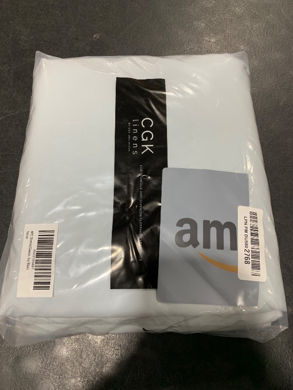Photo 1 of Queen Size 4 Piece Sheet Set - Comfy Breathable & Cooling Bed Sheets Set - Hotel Luxury Bedding for Women, Men, Kids, Teens, Boys & Girls - Deep Pockets, Ultra-Soft, Wrinkle Free - Oeko-Tex - Ice Blue
