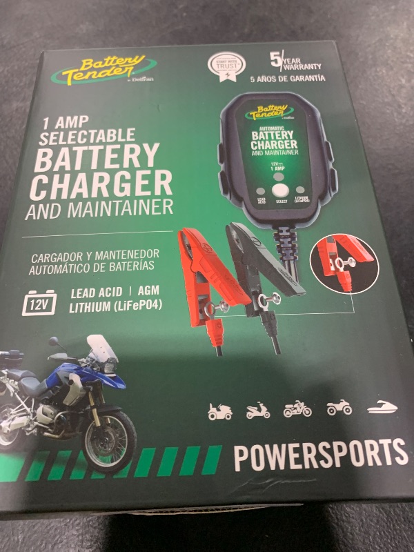 Photo 1 of Battery Tender Junior 12V, 800mA Battery Charger and Maintainer for Lead Acid and Lithium Batteries - Switchable Battery Charger for Powersports - 022-0199-DL-WH