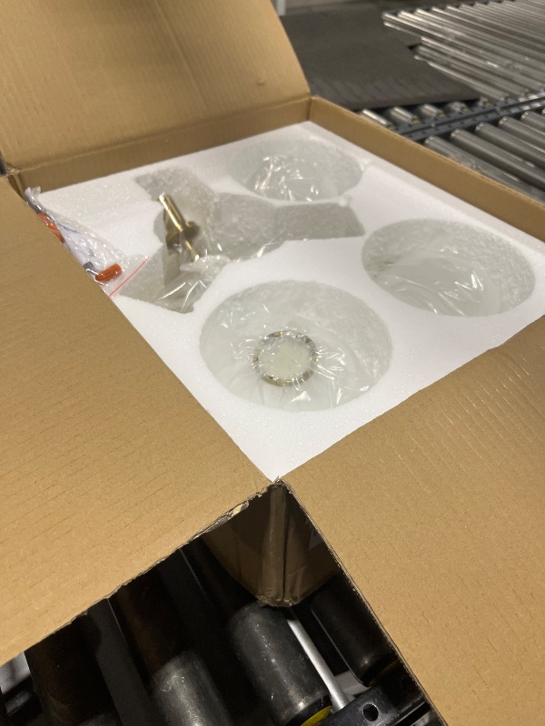 Photo 1 of Kunlinzhu Gold Semi Flush Mount Ceiling Light Fixture 3 Light 17.7 inch,Opal Milk Glass Globe Mid Century Modern Light Fixtures for Bedroom,Entryway,Hallway,Living Room,Kithcen,Dining Room