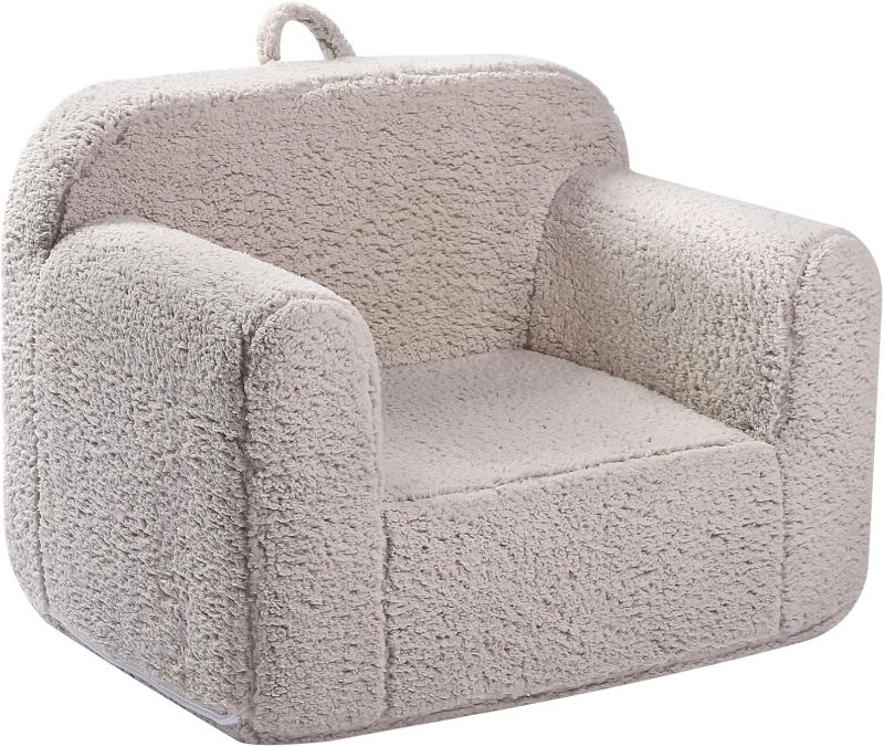 Photo 1 of MOMCAYWEX Kids Snuggly-Soft Sherpa Chair, Cuddly Toddler Foam Chair for Boys and Girls, Grey