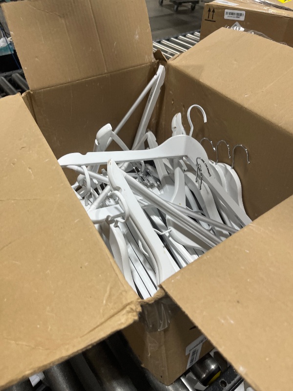 Photo 1 of TOPIA HANGER Wooden Coat Hangers 30 Pack, White Wood Suit Hangers with Non Slip Pants Bar, 360° Swivel Hook and Shoulder Notches for Camisole, Jacket, Pants, Smooth Finish Clothes Hangers -CT34W30