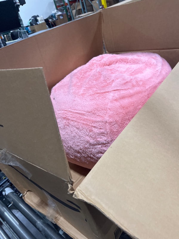 Photo 1 of Hobestluk Bean Bag Chairs 2.5FT Beanbag Chair with Plush Faux Fur Cover Memory Foam Bean Bags, Small Bean Bag Chair for Living Room Bedroom, Playroom (Pink)
