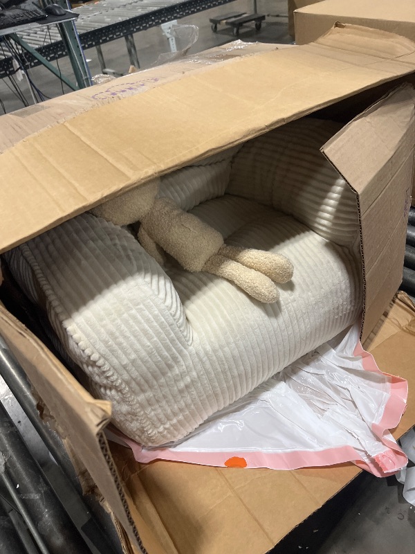 Photo 1 of MOMCAYWEX Kids Bean Bag Chair with a Plush Bear, Comfy Toddler Chair for Boys and Girls, Beige