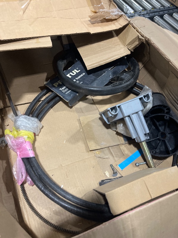 Photo 1 of QYMOPAY Boat Steering System, 16ft Cable Outboard Steering Kit 3/4"" Standard Tapered Shaft, Boat Steering Control Cable for Yachts, Fishing Boats and Other Watercraft - with Steering Wheel