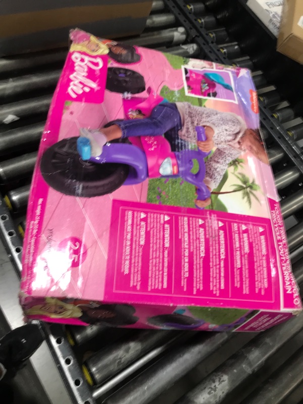 Photo 1 of Fisher-Price Toddler Tricycle Barbie Tough Trike, Toy Bike with Handlebar Grips & Storage for Outdoor Play Kids Ages 2+ Years