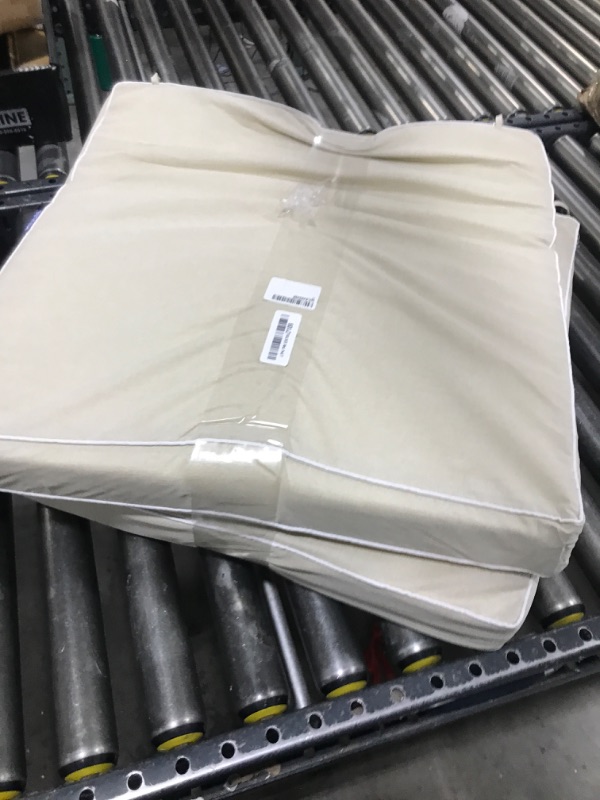 Photo 1 of Favoyard Patio Chair Cushions 19 x 19 x 3 Inch Waterproof Outdoor Seat Cushions for Patio Furniture 3-Year Color Fastness Garden Sofa Couch Chair Pads with Handle & Adjustable Straps Set of 2, Beige
