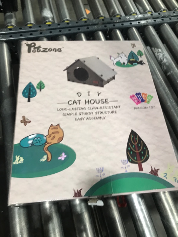 Photo 1 of PETZONE Cat House for Indoor Cats, Cat Bed Cave for Multiple & Large Cats Up to 22 Lbs, Scratch Resistant Peekaboo Cat Caves, Foldable Cat Tunnel Enclosed Bed (Brown/Beige, Large)