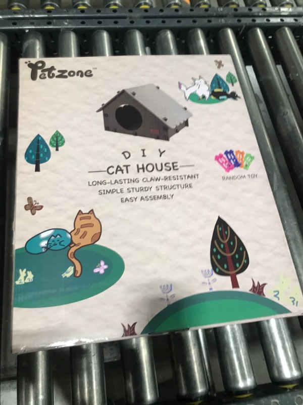 Photo 1 of PETZONE Cat House for Indoor Cats, Cat Bed Cave for Multiple & Large Cats Up to 22 Lbs, Scratch Resistant Peekaboo Cat Caves, Foldable Cat Tunnel Enclosed Bed (Brown/Beige, Large)