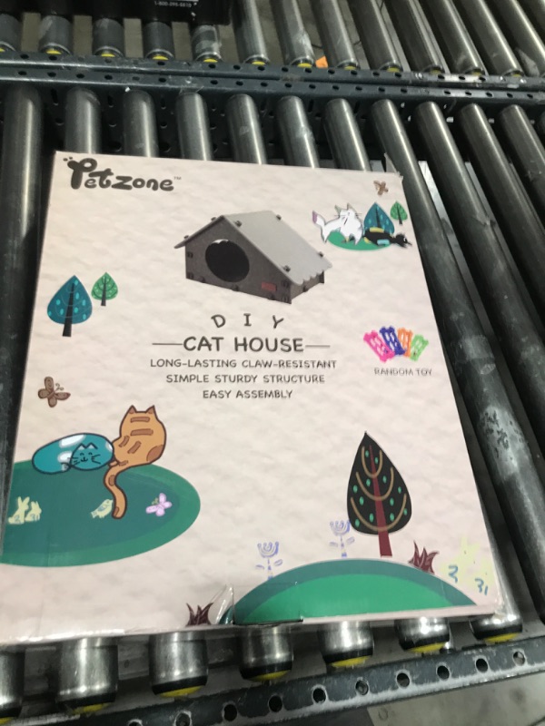 Photo 1 of PETZONE Cat House for Indoor Cats, Cat Bed Cave for Multiple & Large Cats Up to 22 Lbs, Scratch Resistant Peekaboo Cat Caves, Foldable Cat Tunnel Enclosed Bed (Brown/Beige, Large)