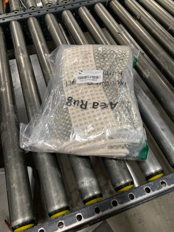 Photo 1 of OJIA Green and White Striped Rug 24"x51" Washable Front Door Mat Hand Woven Entry Rug Cotton Indoor Outdoor Rug Small Checkered Rugs for Front Porch Kitchen Entryway Patio Bathroom