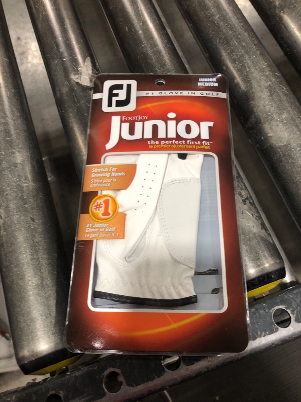 Photo 1 of FootJoy Junior Golf Glove, White Large, Worn on Left Hand