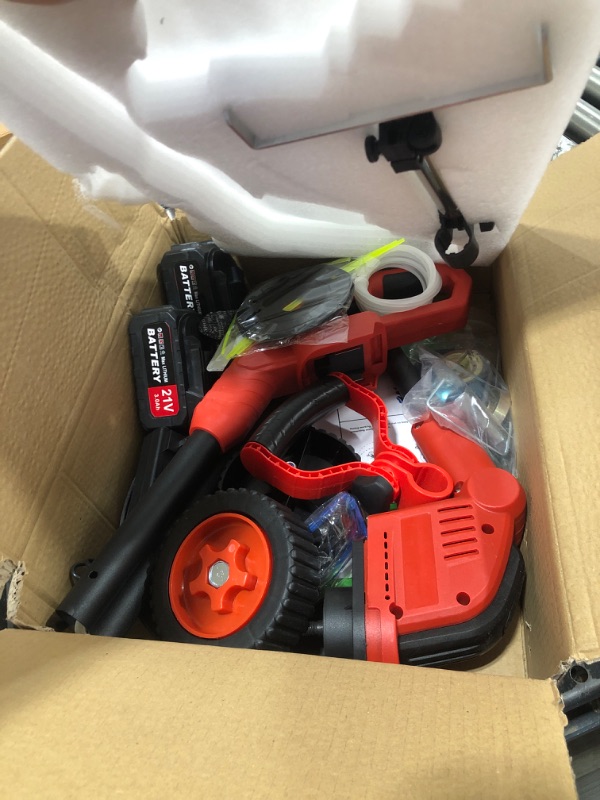 Photo 1 of Electric  Wacker Cordless, 20000 RPM Weed Eater Battery Powered with Detachable Wheels, 4-in-1 Foldable and Lightweight Grass Trimmer/Brush Cutter/String Trimmer, Lawn Mower Edger Garden and Yard