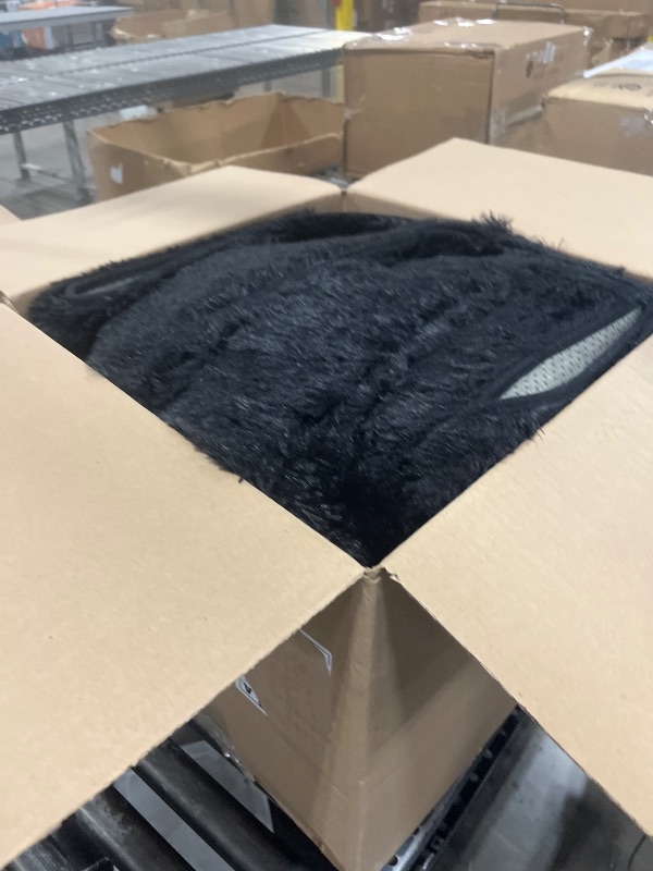 Photo 1 of 8x10 Area Rug for Living Room: Fluffy Shag Soft Washable Rugs Large Fuzzy Plush Indoor Carpet for Bedroom Nursery Playroom Kids Girls Boys Room (Black, 8'x10')