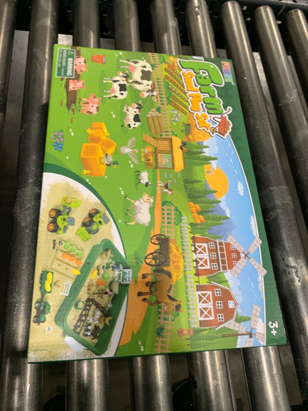 Photo 1 of FRUSE Play Sand Farm Toys,Sensory Bins for Toddlers with 2.2lbs Sensory Play Sand,Farm Figures & Tractor Playset,Sandbox Toys for Kids 3 4 5 6 7