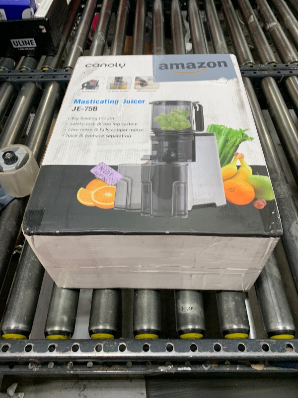 Photo 1 of Cold Press Juicer, 5.8" Wide Feed Chute Juice Extractor Machine with 400W, High Juice Yield, Slow Masticating Juicer for Whole Vegetables & Fruits, Metallic Silver