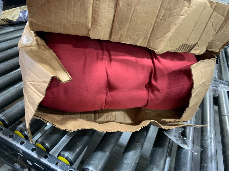 Photo 1 of downluxe Outdoor Bench Cushion for Patio Furniture, Waterproof Tufted Overstuffed Porch Swing Cushions, Thick Outdoor Loveseat Cushions, 48" X 18" X 5", Burgundy, Set of 1