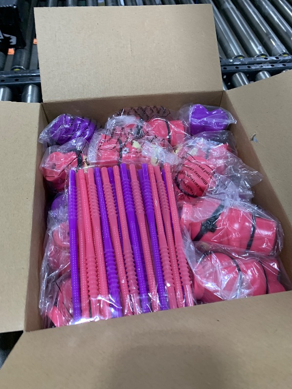 Photo 1 of Layhit 24 Pcs 10 oz Ninja Plastic Shape Cup with Straw Ninja Birthday Supplies Party Favor Cups, Reusable Creative Cups Bulk for Birthday Party Favors(Pink Purple)