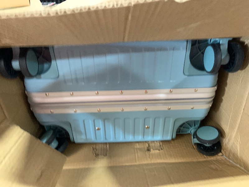 Photo 1 of Carry-on with Cup Holder & USB Port Carry on Luggage Durable Luggage Suitcase Lightweight Hardside Luggage with TSA lock & Phone Holder 360° double spinner Wheels (Blue=(20+24)lnch, (20+24)lnch)