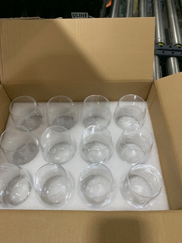 Photo 1 of FAWLES Stemless Wine Glasses Set of 12, 15 Ounce Smooth Rim Standard Wine Glass Tumbler for Red, White Wine, Dishwasher Safe