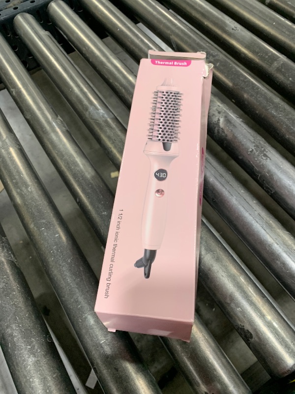Photo 1 of Desalo Thermal Hair Brush for Blowout Look, 1.5 Inch Heated Round Brush for Natural Curl,Ionic Curling Iron Wand with Dual Voltage, Volumizing Smoothing Hot Round Brushes, Light Pink