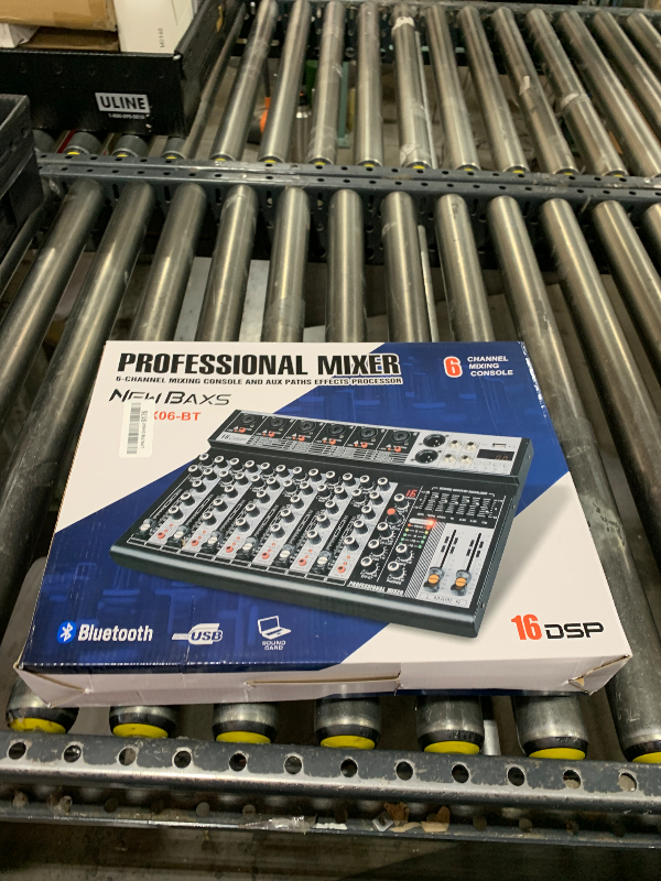 Photo 1 of NEW BAXS Professional Audio Mixer,6 Channel Audio Interface Sound Board Mixing Console System with Monitor,16 DSP DJ Bluetooth Mixer Reverb Effect +48V Phantom For Karaoke Studio Streaming Recording